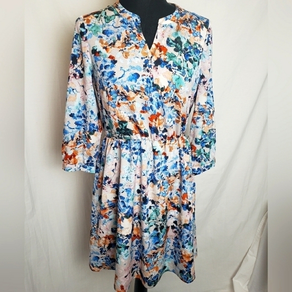 The LIMITED Multicolored 3/4th Length Sleeve Sinched Waist Dress Sz S - Picture 1 of 8